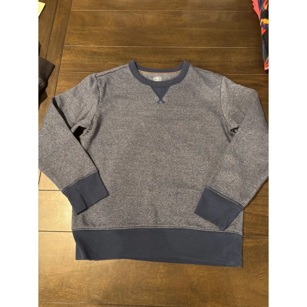 Athletic Works Boys Blue Heathered Crewneck Sweatshirt Size L 10-12 Pullover